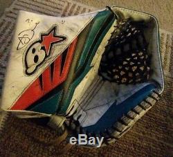 Aaron Dell Signed San Jose Sharks Blocker Glove Combo 18-2019 game used WithCOA