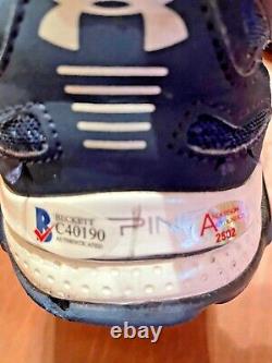 Aaron Judge Autographed Pre-Rookie Inscribed 2014 Game Used UA Shoes NY Yankees