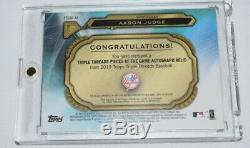 Aaron Judge Autographed Topps Triple Threads /9 with Game Used Relic