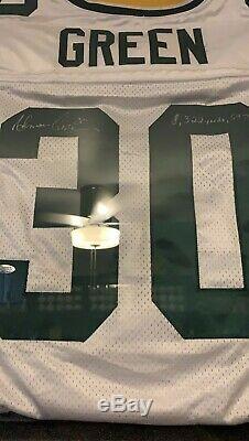 Ahmam Green Game Used, Signed and Framed Packers Jersey