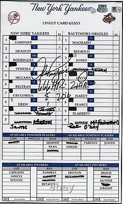 Alex Rodriguez Signed Game Used Lineup Card From Historic Game Rbi #2000/hr #666