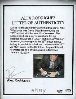 Alex Rodriguez Signed Game Used Wristbands From Historic Hr #500/mvp 2007 Season