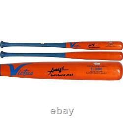 Amed Rosario Mets Signed GU Orange and Blue Victus Bat & 2019 Game Used Insc