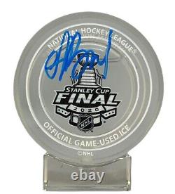 Andrei Vasilevskiy signed inscribed puck Stanley Cup Game Used Ice JSA Lightning