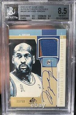 BGS 8.5/9 MICHAEL JORDAN 2002/03 SP Game Used Patch Auto #d 23/50 JERSEY # 1/1