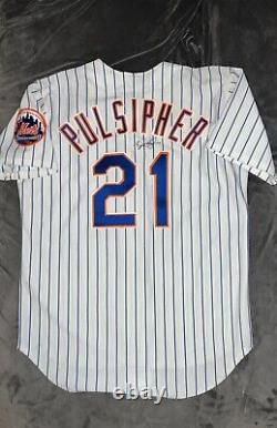 BILL PULSIPHER AIS GAME USED NEW YORK METS Jersey 48 1995 Signed Auto Hundley