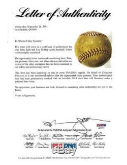 Babe Ruth & Lou Gehrig Signed Autographed Game Used OAL Baseball PSA/DNA