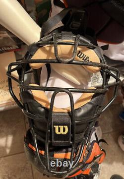 Baltimore Orioles game used/worn catcher's mask signed by Rudy Arias