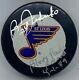 Bernie Federko Signed Game Used/model Puck St Louis Blues Points Record Coa