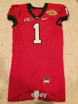 Branden Smith Game Used Georgia Jersey 1/2/12 Outback Bowl Signed