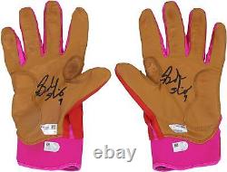 Brandon Nimmo Mets Signed GU Red Bruce Bolt Batting Gloves from 2023 MLB Season