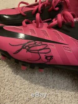 Carolina Panthers Luke Kuechly Rookie Game Used Pink Cleats Signed NFL Autograph