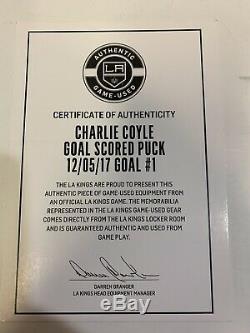 Charlie Coyle Game Used Goal Puck Minnesota Wild La Kings Signed
