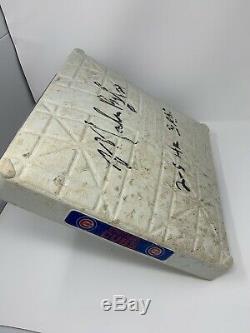 Chicago Cubs Wrigley Field Game Used Autographed Signed Base