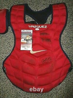 Christian Vazquez Boston Red Sox Autographed GAME USED CATCHING GEAR 2020 JSA