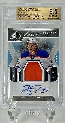 Connor McDavid 2015-16 SP Game Used Rookie Patch Auto RPA BGS 9.5 Gem Mint /49