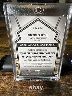 Corbin Carroll 5/5 Game Used Bat Auto Rookie Card 2023 Topps Tier One PCAB-CC