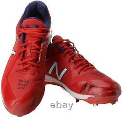 Corey Kluber Indians Signed Player-Issued Red and Navy Cleats on 4/29/18 & Insc