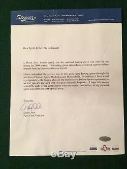 DEREK JETER Game Used Batting Glove 2004 STEINER signed letter by Jeter PSA/DNA