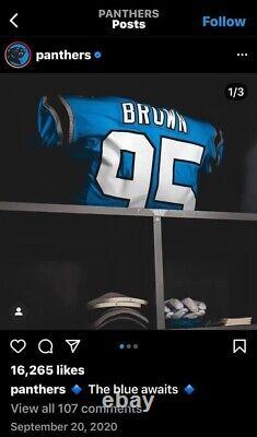 DERRICK BROWN AUTOGRAPHED Game Worn Used Jersey NFL CAROLINA PANTHERS