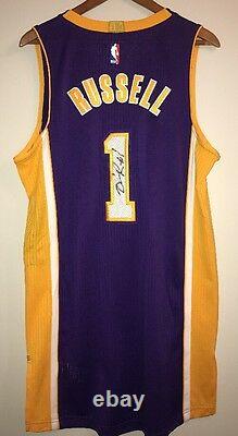 D'Angelo Russell Signed Game Used/Worn Lakers Auto Rookie Jersey (MEIGRAY LOA)