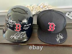 David Ortiz Signed Autograph Baseball Helmet + 2016'Final Season' Game Used Hat
