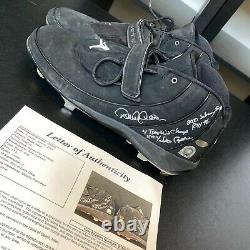 Derek Jeter 11th Yankee Captain Signed Heavily Inscribed Game Used Cleats JSA