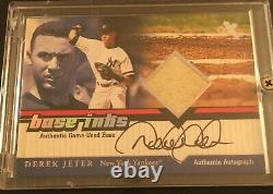 Derek Jeter 2001 Fleer E-X Autograph Signed On Card Game Used Base'Base Inks