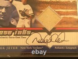 Derek Jeter 2001 Fleer E-X Autograph Signed On Card Game Used Base'Base Inks