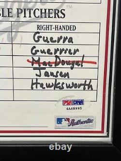 Dodgers Clayton Kershaw Cy Young 2011 Game Used Lineup Card Matt Kemp signed COA