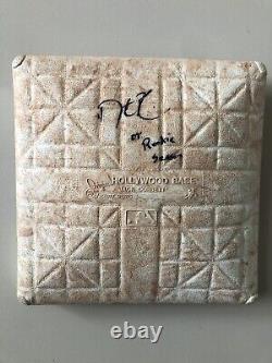 Dustin Pedroia rookie year signed game used 2nd base Plus Signed Baseball WithCOA