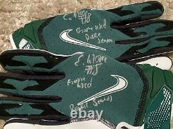 Elijah Moore Jets Auto Signed Rookie Game Used Gloves Signed Coa