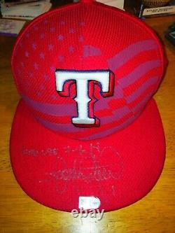 Elvis Andrus Signed Game Used 4th Of July Hat