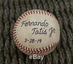 Fernando Tatis Jr. Game Used Baseball First Career MLB Hit MLB Auth Signed