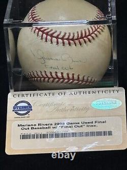 GAME USED Mariano Rivera Final Out Signed/Insc. Baseball Yankees Steiner COA