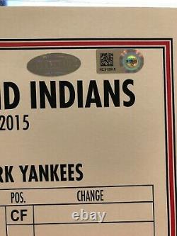 Greg Bird Signed Game Used NY Yankees at Cleve Indians Lineup Card MLB Debut
