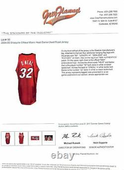 Heat Shaquille O'Neal Signed Game Used 2004-05 Red Road Reebok Jersey with LOAs