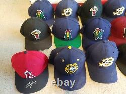 Huge Lot of 20 Game-Used Minor League Baseball Hats Caps MILB Signed RARE