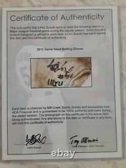 Ichiro Suzuki Autographed 2011 Game Used Batting Gloves Signed with COA