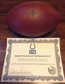 Indianapolis Colts COA Signed Peyton Manning AFC Championship Game Used Football