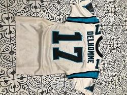 Jake Delhomme Carolina Panthers game used, signed jersey! Hvy use Captains Patch