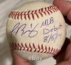 Javier Baez Cubs Autographed 8/5/2014 Mlb Debut Game Used Baseball Psa/mlb Auth