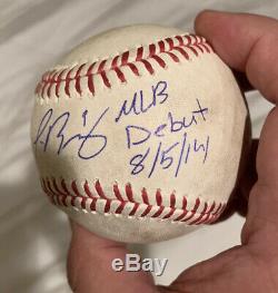 Javier Baez Cubs Autographed 8/5/2014 Mlb Debut Game Used Baseball Psa/mlb Auth