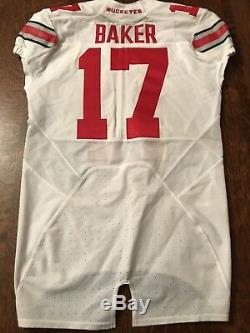 Jerome Baker Signed 2015 Fiesta Bowl Game Used Ohio State Buckeyes Jersey PSA