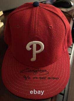 Jimmy Rollins 2007 Game Used Signed Cap MVP Phillies MLB Hologram First Playoffs