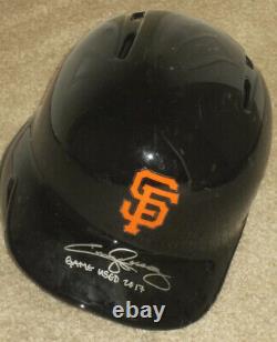 Jimmy Rollins 2017 Game Used Signed Batting Helmet SF Giants Last Game Phillies