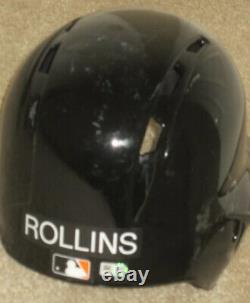 Jimmy Rollins 2017 Game Used Signed Batting Helmet SF Giants Last Game Phillies