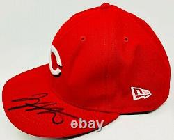 Joey Votto Signed Game Used Reds Cap Hat Auto Beckett BAS Witnessed WN26308