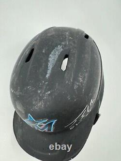 Jorge Soler Miami Marlins Signed Game Used Batting Helmet Mlb Hologram Coa Insc