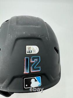 Jorge Soler Miami Marlins Signed Game Used Batting Helmet Mlb Hologram Coa Insc